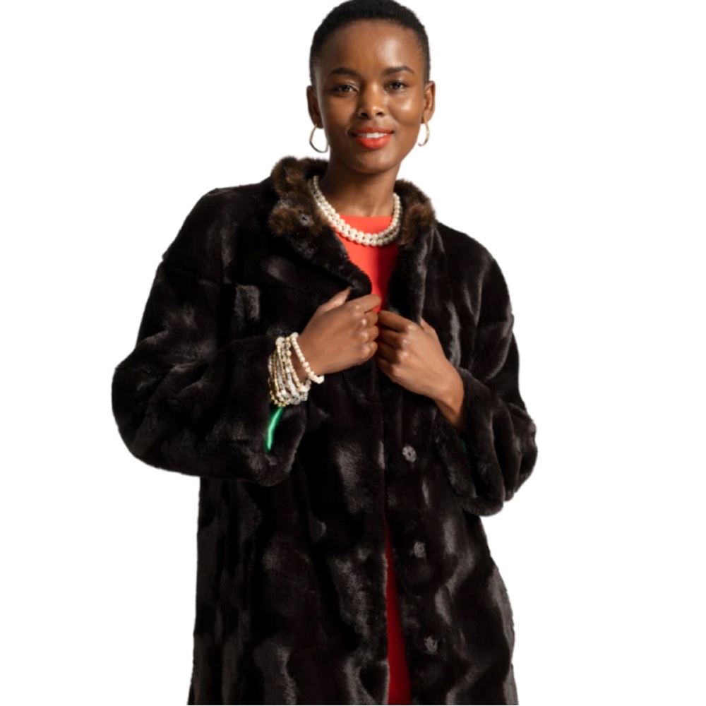 Frances Valentine▪️Dame Coat Ripple Faux Fur - Picture 5 of 8